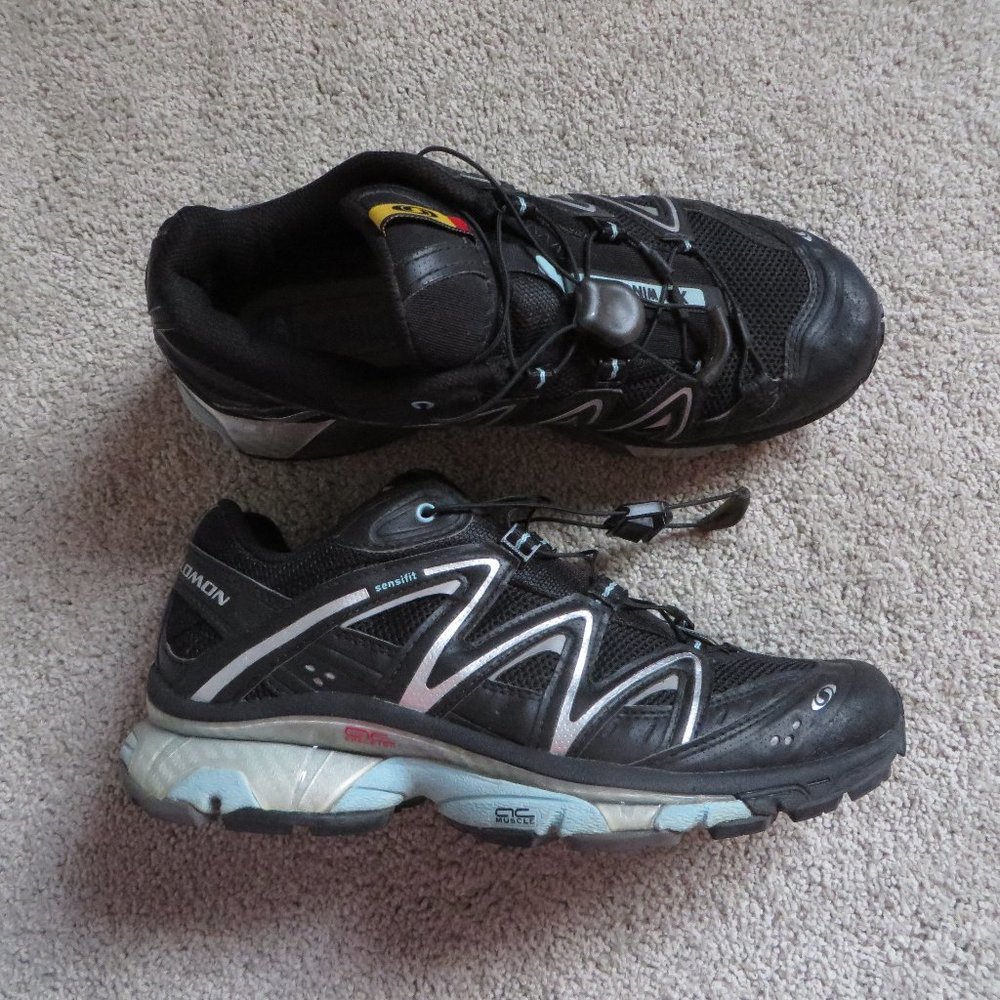 Salomon xt wings sensifit muscle women trail/hiking shoes black/blue size 7